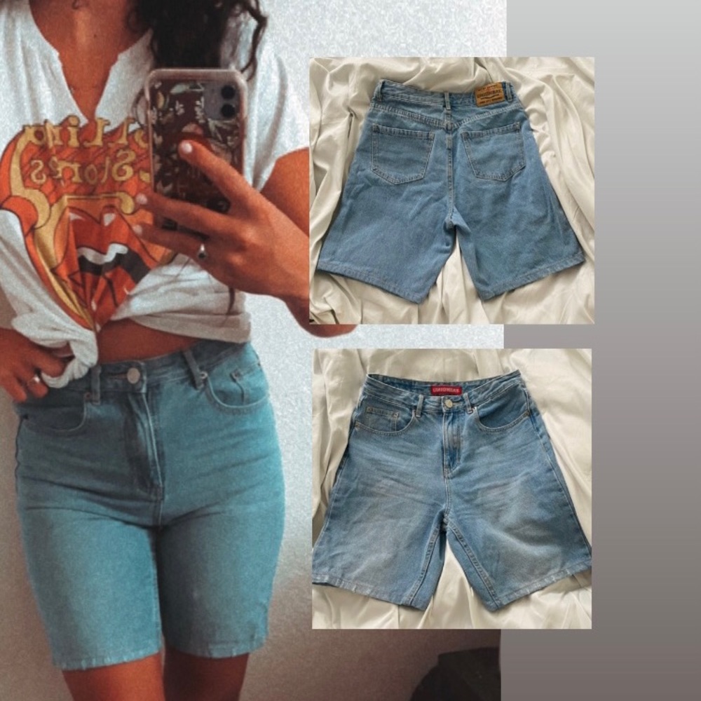 Vintage Long high-rise denim shorts